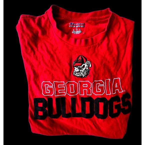 Vintage Champion Georgia Bulldogs T Shirt Large Red Short Sleeves Embroi… - Picture 5 of 12